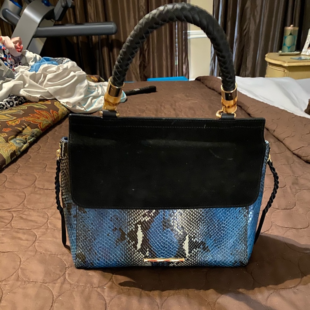 Elaine Turner blue snakeskin handbag